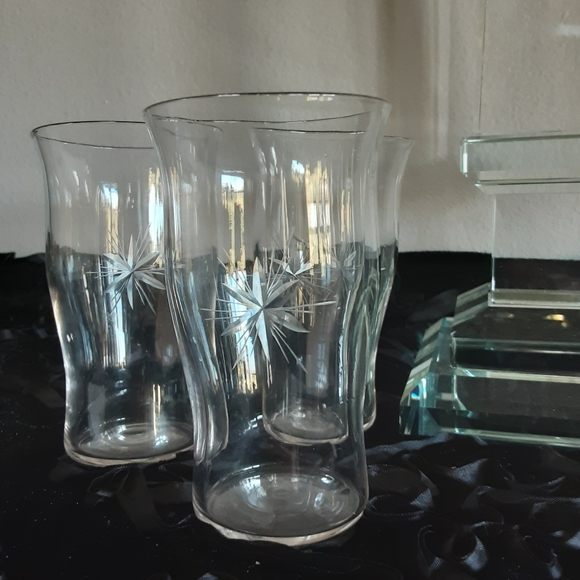 Crystal Dining Vintage Six Etched Crystal Cut Juice Glasses Poshmark